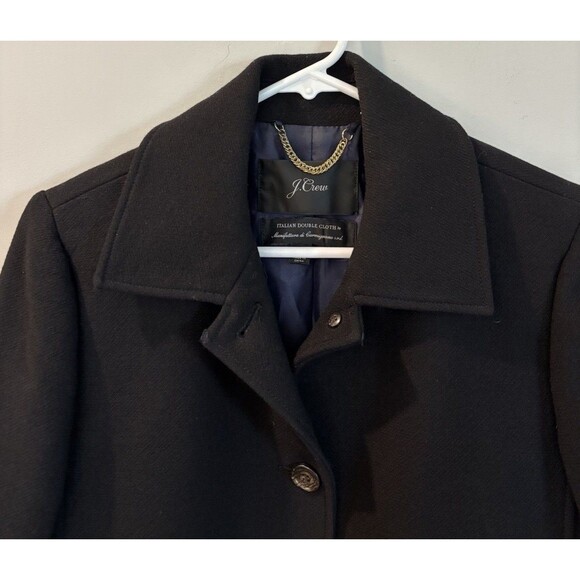 J.CREW BLACK CLASSIC LADY DAY COAT ITALIAN DOUBLE CLOTH WOOL SZ 4 OVERCOAT - Picture 3 of 7